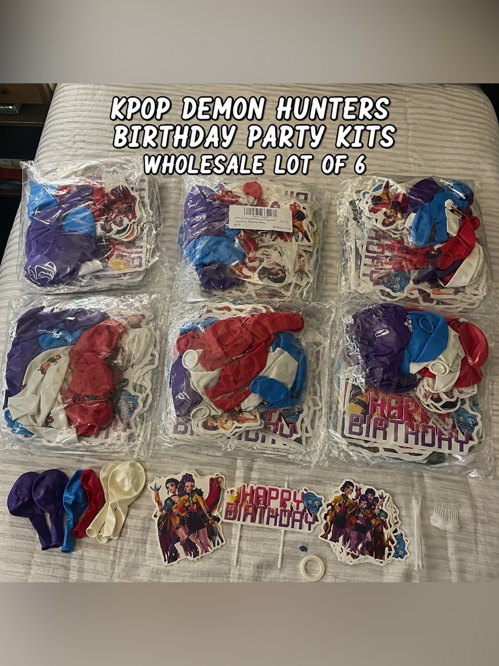 KPop Demon Hunters Birthday Party Decoration Kits Wholesale Reseller Lot of 6